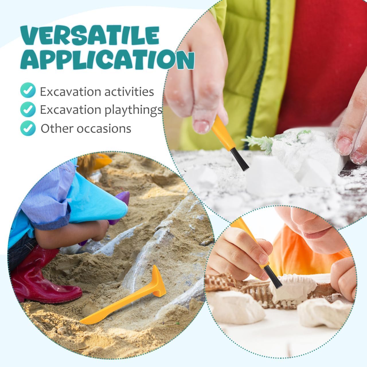 10 Set Excavation Tool Kit: Dino Fossils Dig Kit for Kids, Bulk Archaeology Dig Tools with Mini Hammer Chisel and Brush for Fossil Gem Digging, Science Toy