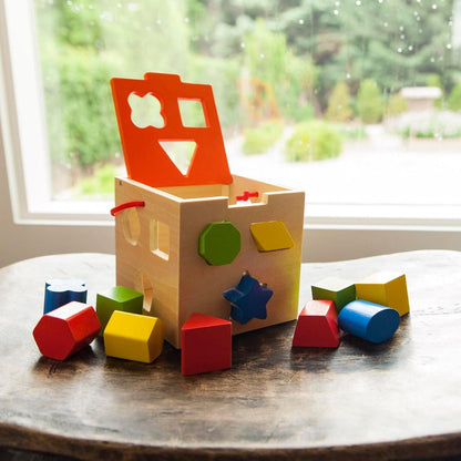 Fat Brain Toys Take-Along Shape Sorter - Wooden Montessori Learning Toy, 12 mos+