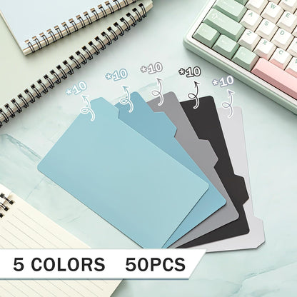 Harloon 50 Pack 3 x 5 Inch Index Card Dividers with 2 Number Alphabet Sticker with Tab, Dry Erase Index Card Guide Set, Photo Recipe Divider for Office Business Back to School Supplies, Candy Color