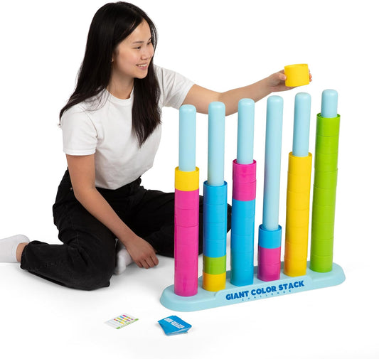Giant Color Stack Challenge By Relatable - The Ultimate Jumbo Brain Teaser & Strategy Game - Includes 50 Puzzles for Indoor/Outdoor Play, Perfect Yard Game for Ages 6 and Up