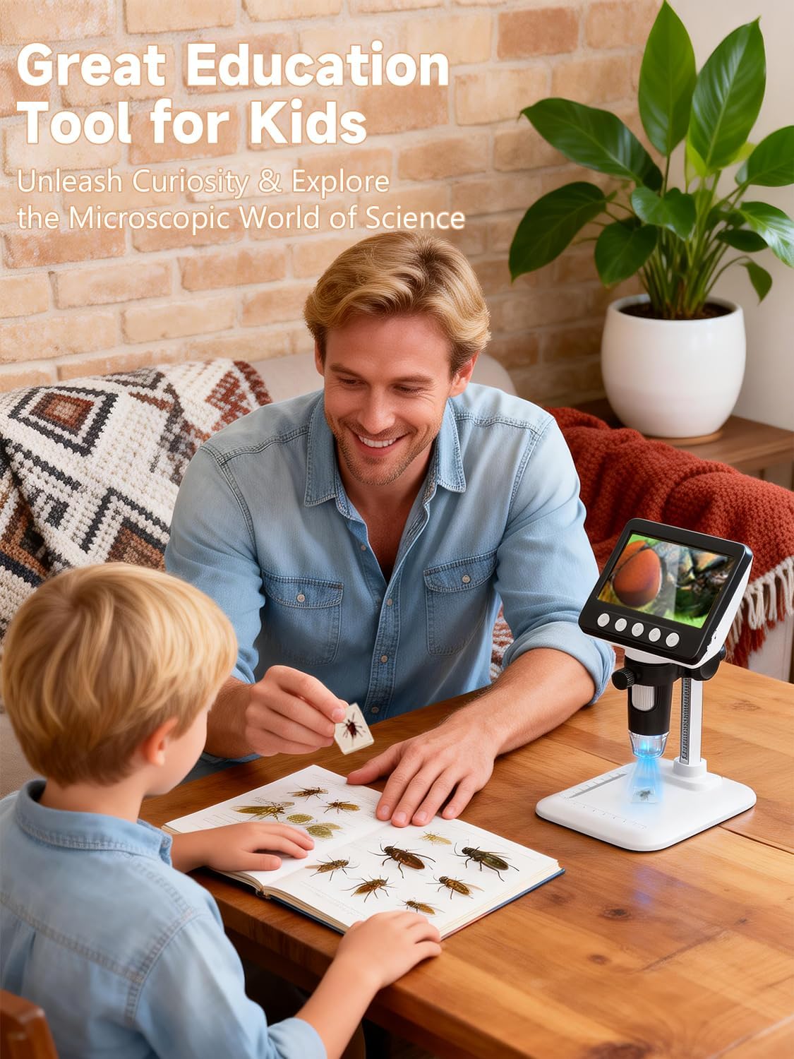 Coin Microscope, 4.3" LCD USB Digital Microscope 1000X Coin Magnifier with 8 Adjustable LED Lights, 1080P PC View Compatible with Windows/MacBook for Adults Kids