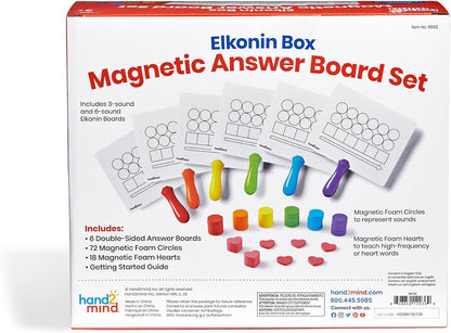 hand2mind Elkonin Box Magnetic Answer Board, Word Mapping Paddles, Elkonin Boxes Dry Erase Blending Board, Phonemic Awareness, Phonics Manipulatives, Science of Reading Classroom Materials (Set of 6)