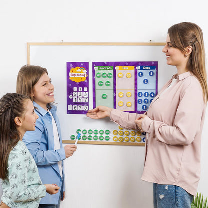 Simply Magic Fun Magnetic Regrouping Activities Kit & Magnetic Place Value & Discs Set for Kids