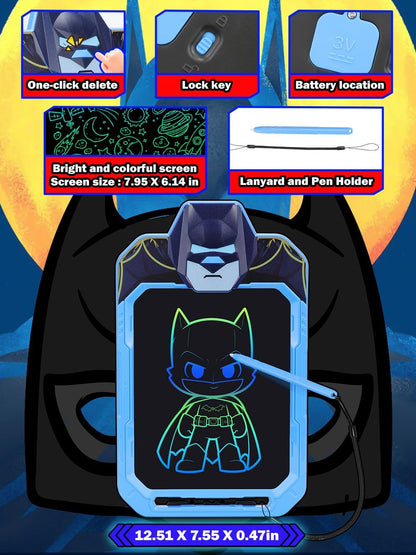 LCD Writing Tablet for Kids 10 Inch Bat Hero for Toddler 3 4 5 6 7 8 - Paint, Doodle Board, Drawing Pad - Travel Toys, Road Trip Car Activities, Birthday Christmas Gift Boys & Man