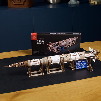 UGEARS NASA Saturn V 3D Puzzles for Adults - Wooden Model Kits for Adults Model Rocket Full Kit Space Shuttle Model Aerospace Engineering Gifts Brain Teaser, Hobby Set