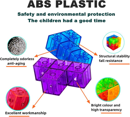 Magnetic Building Blocks Magic Magnetic 3D Puzzle Cubes, Set of 7 Multi Shapes Magnetic Blocks with 54 Guide Cards,Parent-Child Interactive Children's Educational Toys (7color)