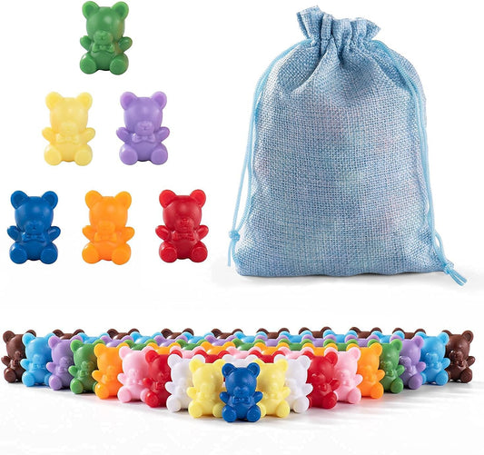 XINHUIDALSQ Rainbow Counting Bears Set of 200, 10 Colors Sorting Teddy Plastic Bears Math Manipulatives for Toddlers, 1 Inch Bear Conters Ages 3+ Kids