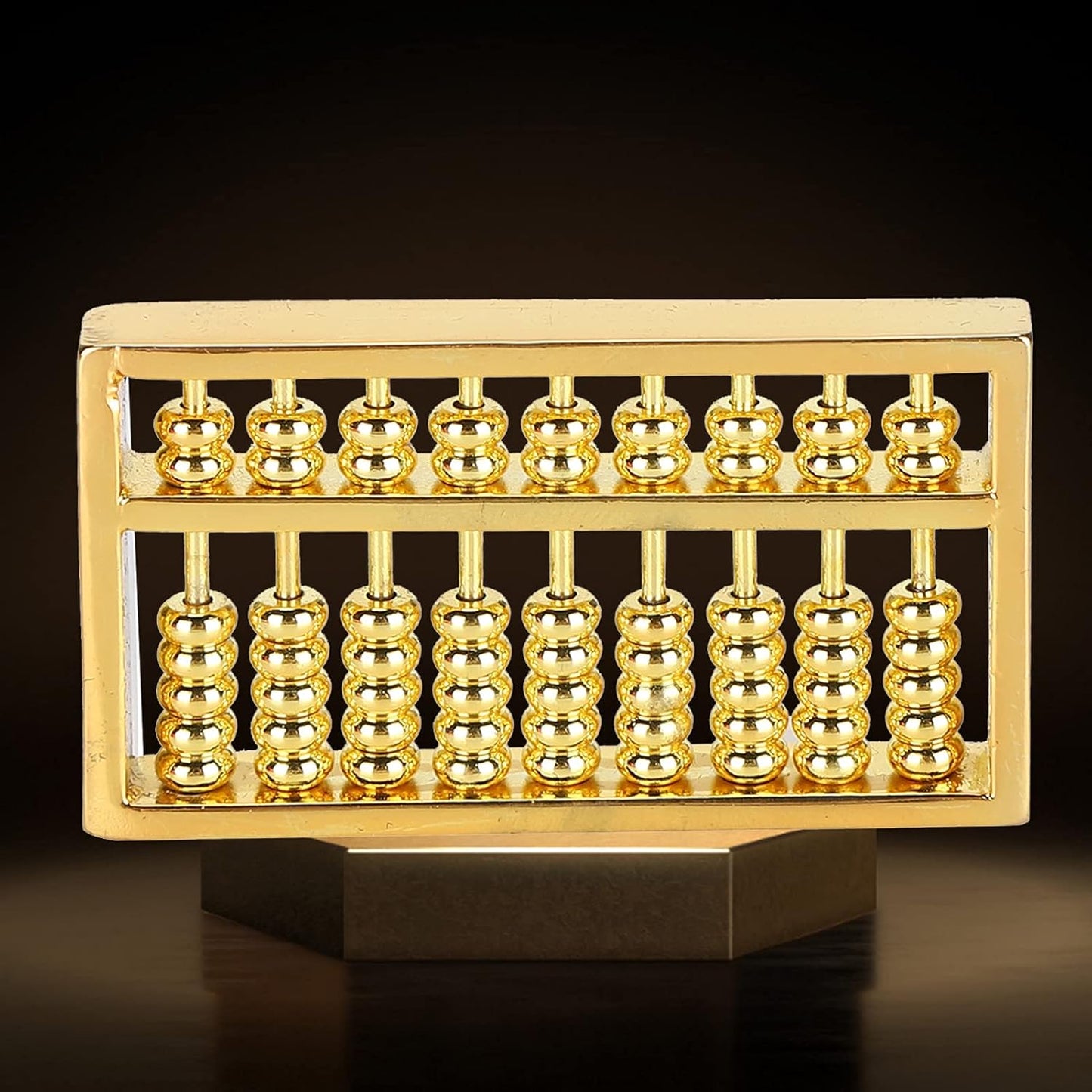 Mini Brass Abacus 9 Gears Chinese Math Calculating Tool Brass Ornaments for Kids Adult Collection Decoration 1.8 * 1in