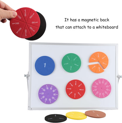 EHR Magnetic Fraction Circles Set (6 Sets) for Fractions Math Manipulatives – Educational Tool for Kids in 3rd to 5th Grade