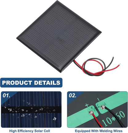 MECCANIXITY 2 Pcs 5.5V 0.44W 70mA Mini Solar Panels, Small Polycrystalline Solar Cell Panel with 2 Cable for DIY Electric Toy Materials Kits Charger, 60mm x 60mm