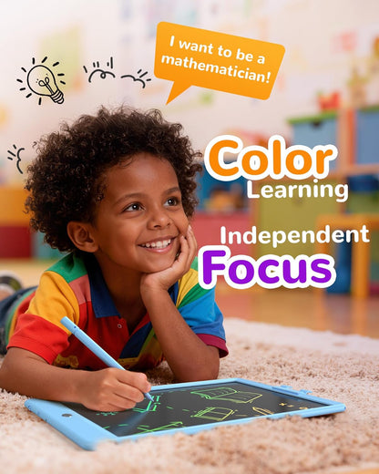 KOKODI LCD Writing Tablet, 12 Inch Colorful Toddler Doodle Board Drawing Tablet, Erasable Reusable Electronic Drawing Pads, Educational and Learning Toy for 3-6 Years Old Boy and Girls(Blue)