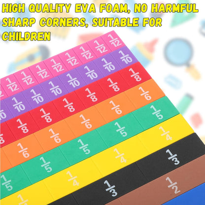 Sayglossy 48 Sets Fraction Tiles Set for Math Classroom Fractions Manipulatives Math Learning Manipulatives for Home School Supplies