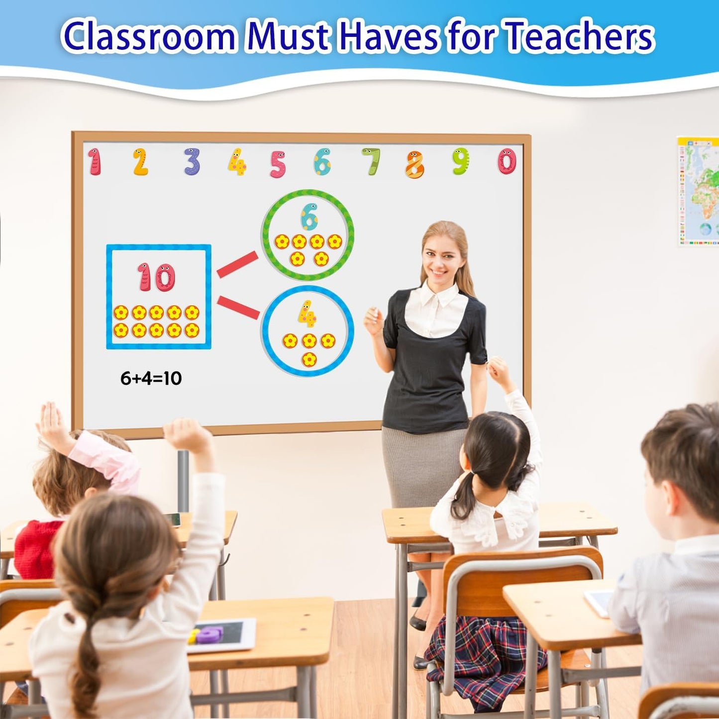 97 PCS Magnetic Numbers for Whiteboard, Math Manipulatives Kindergarten 1st Grade, Math Games for Kids, Magnetic Number Line, Math Counters & Ten Frames Set, Elementary Classroom Must Haves