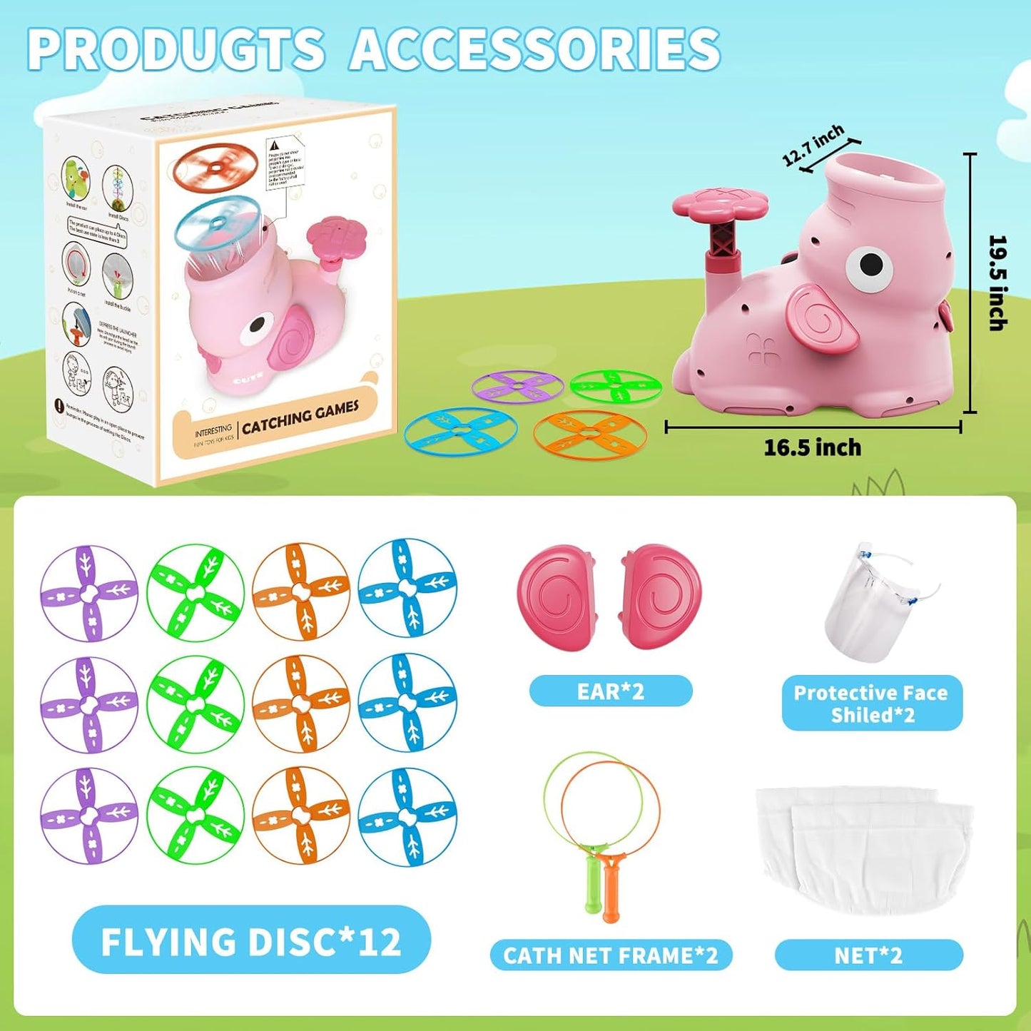 CPSYUB Outdoor Stomp Flying Disc Launcher Toys for Kids Ages 3 4 5 6 7 8 9 10, Elephant Butterfly Catching Game, Outside Yard Activities Chasing Toy, Outdoor Birthday for 3-8 Year Old Boys Girls
