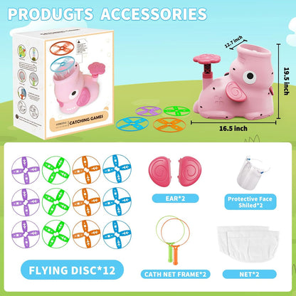CPSYUB Outdoor Stomp Flying Disc Launcher Toys for Kids Ages 3 4 5 6 7 8 9 10, Elephant Butterfly Catching Game, Outside Yard Activities Chasing Toy, Outdoor Birthday for 3-8 Year Old Boys Girls
