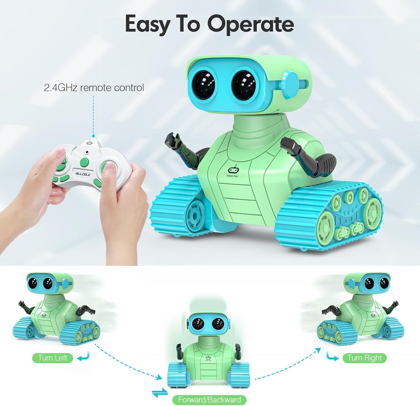 ALLCELE LED RC Robot Toys for Girls with Programming, Music, Demo and LED Function, Remote Control Robot Toy, Gift for Girls 3-8 Years Old Blue Pink