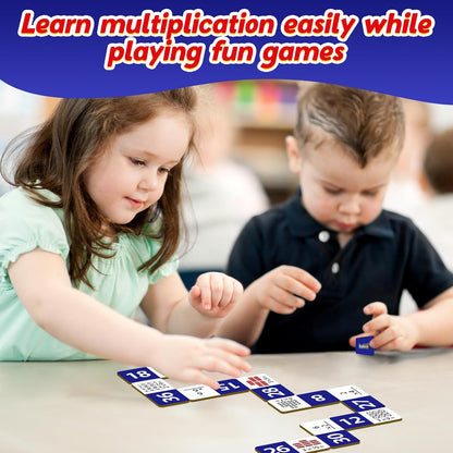 Kasfalci Multiplication Dominoes Set,Math Manipulatives Games for Kids,Counting Toy,Learning Games,Preschool Learning Activities,Homeschool Supplies,Kindergarten Classroom Must Haves,1st 2nd 3rd Grade