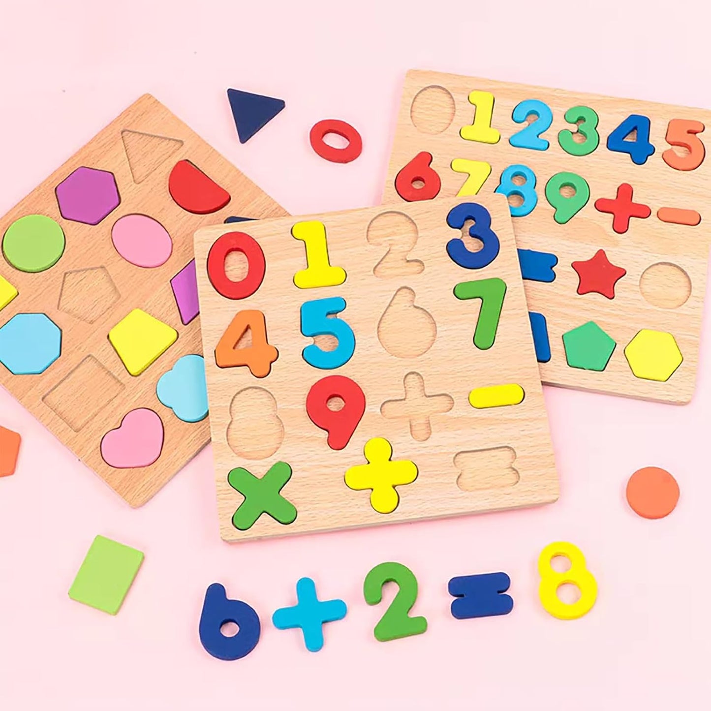 Wooden Puzzles for Toddlers, 3pack Alphabet Shape Puzzles for Kids 3 Wooden Montessori Toddler Alphabet Number Shape for Kids 3 Years Old Boys & Girls