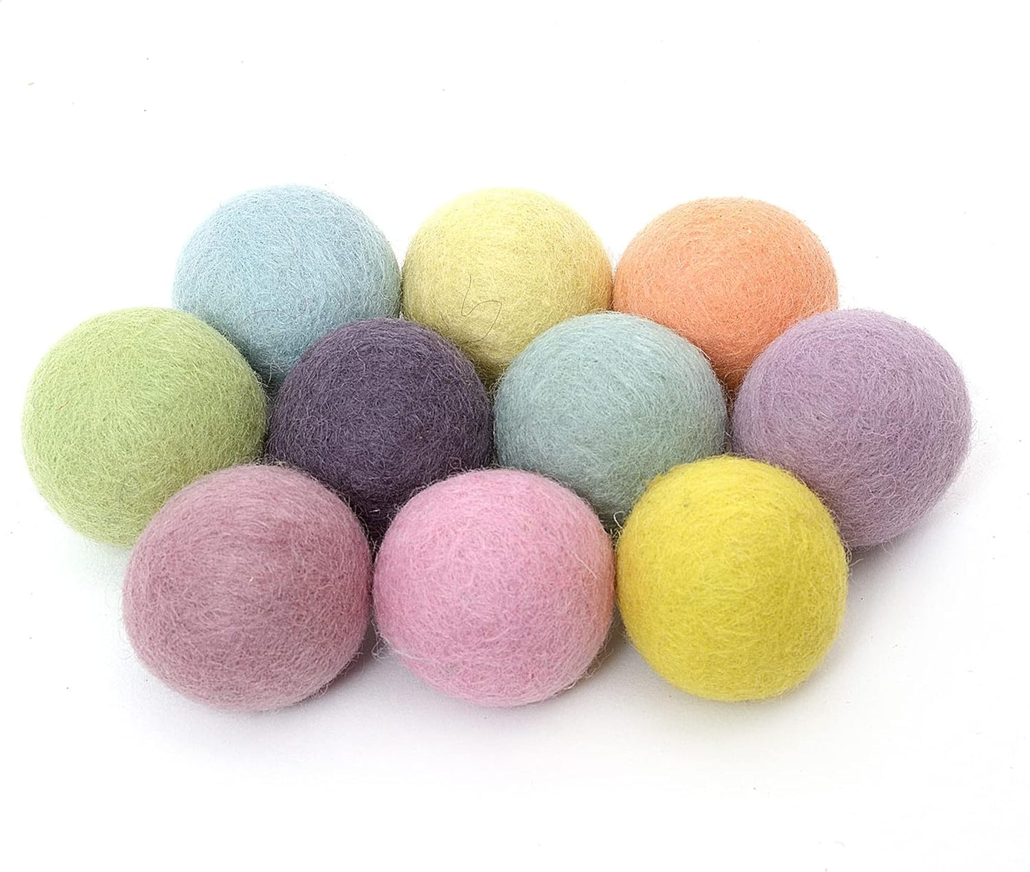 Glaciart One Felt Balls, Felt Pom Poms (5 Pieces) 4 Centimeters - 1.6 Inch, Handmade Felted 5 Vibrant Colors Wool Balls for Cats, Felting and Garland