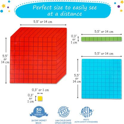 Simply Magic Magnetic Place Value & Discs Set & Jumbo Colorful Magnetic Base Ten Blocks + Headings for Math