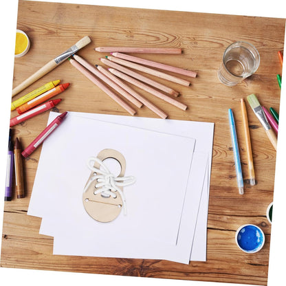 Gadpiparty 5sets DIY Wood Ornament Unfinished Wood Slices for Shoe Lacing Practice