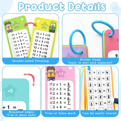 1-12 Multiplication Flash Cards, Large Math Table Flashcards, Including 15 Cards, 2 Dry Erase Markers, 1 Rings, Educational Times Table Flashcards for Classroom Home, for 1st to 3rd Grades