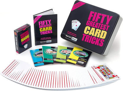 Marvin's Magic - Fifty Greatest Card Tricks Set - Children & Adults Magic Card Deck - Includes Card Illusions, Close up and Mind Reading Tricks - Comes in Gift Set Tin - Suitable for +8 - Cool Stuff