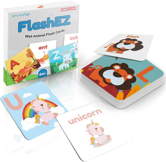 SplashEZ Bath Toys Flash Cards for Toddlers, 26 Alphabet Letters & Animal Words, Baby Bath Books, Waterproof - ABC for Preschool & Kindergarten, ABCs Toddler Toys - Letter Picture Recognition