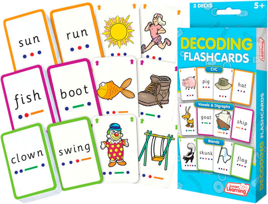 Junior Learning Decoding Flashcards, 162 Cards, Ages 5+, Language & Decoding, K-1