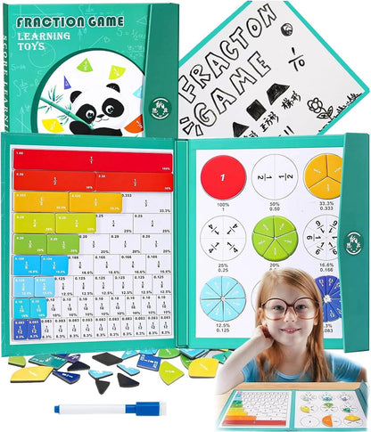 2026 New Magnetic Fraction Demonstration Book, 102 Pcs Magnetic Fraction Tiles & Fraction Circles, Magnet Fraction Disc Set for Kids, Math Fractions Manipulatives for Elementary Middle School (Set-A)