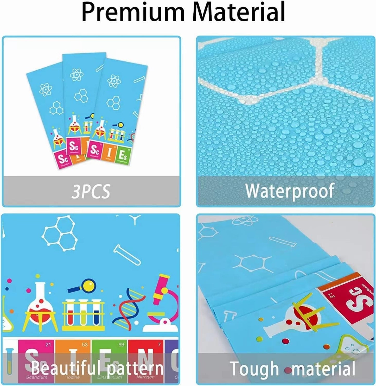 chiazllta Set of 3 Science Tablecloth Party Supplies Mad Sciencist Theme Birthday Party Decorations Laboratory Party Table Covers for Kids 108 x 51 inch Little Scientist Party Decorations