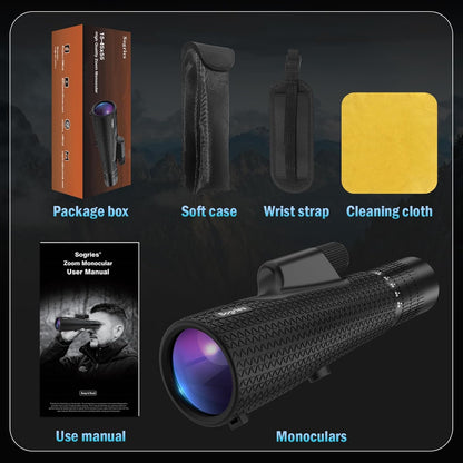 15×55 Monocular Telescope, HD High Powered with Tripod and Phone Adapter, BAK4 Prism, Waterproof & Fogproof, Lightweight for Bird Watching Hunting Hiking and Landscape Photography