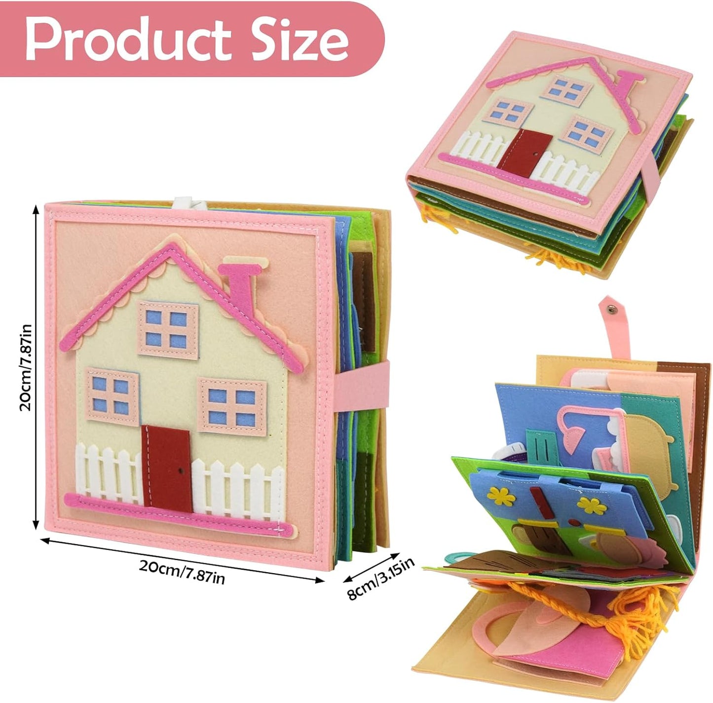 Montessori Busy Book , Felt Quiet Book for Baby, Preschool Early Learning Educational Toys for Kids Age 3 4 5 6 Years, Develops Fine Motor Skills,Toddlers Activities Toy for Airplane Car Travel