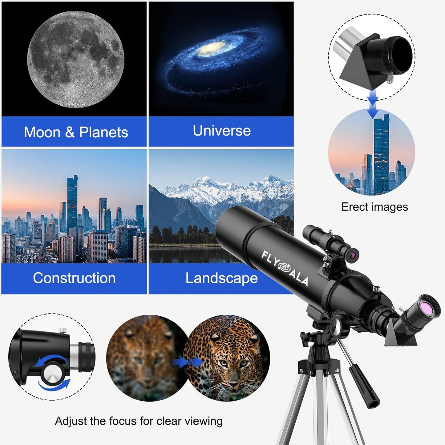 (30X-750X) Telescope for Adults high Powered,80mm Aperture 600mm Focal Length Astronomy Telescope for Kids and Beginners,Astronomical Refractor telescopes for Kids Over 8 Year Old 8-12
