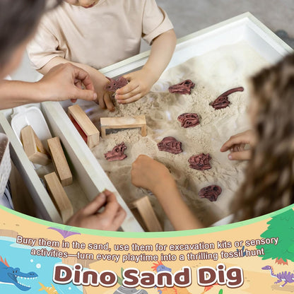 24-Piece Dinosaur Bone for Sandbox, Realistic Dinosaur Figure Plastic Dino Skulls Bulk for Sand Box Easter Dino Themed Birthday Party Digging Sensory Bin Cake Decoration Classroom Prize, Brown