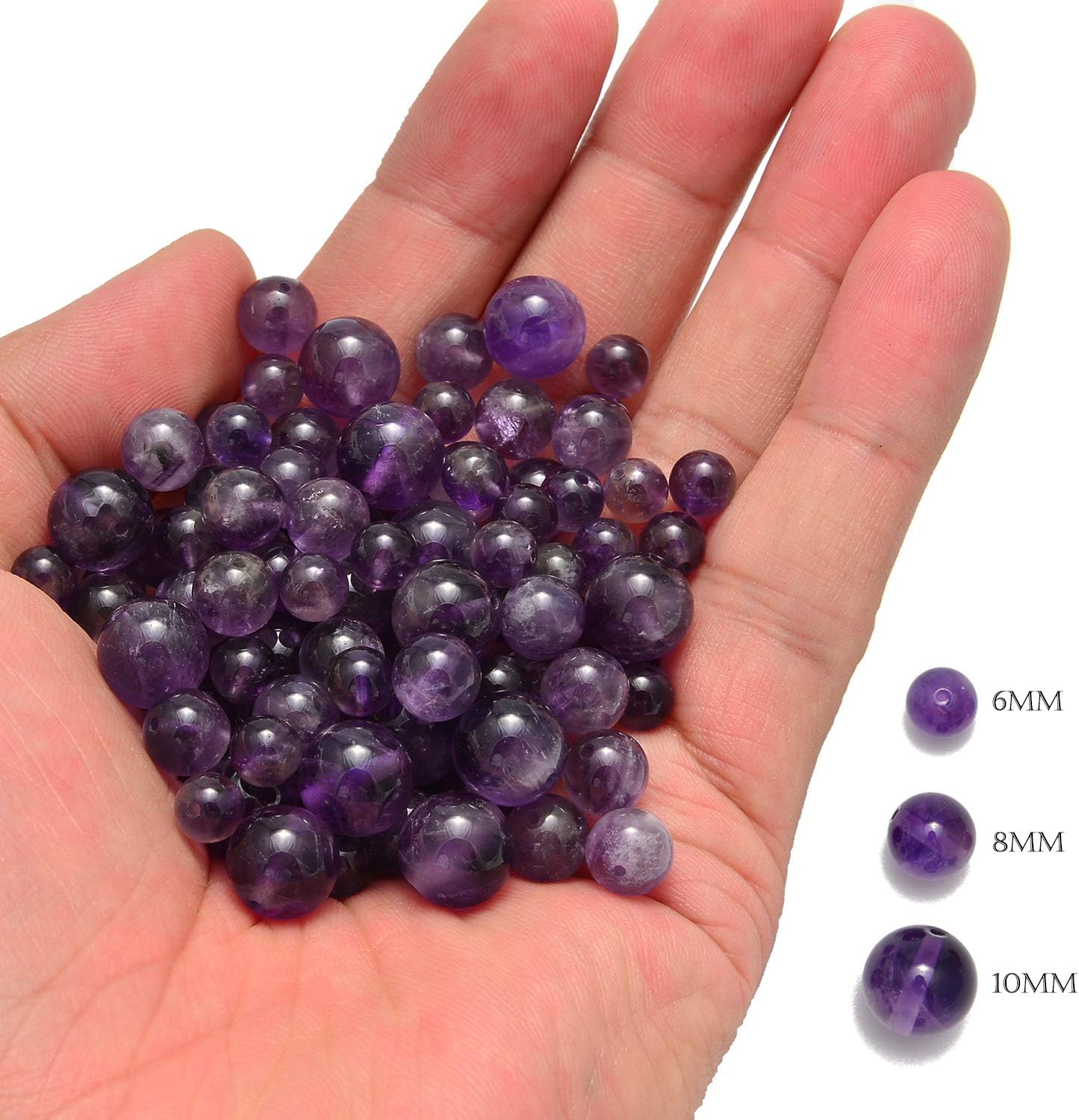 NCB 100pcs Original Natural Stone Beads Gemstone Round Loose Beads 6mm 8mm 10mm (Blue Aventurine, 6mm 100Beads) - Colors B