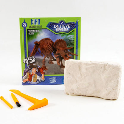 Geoworld Triceratops Dino Dig Kit – Assemble an 8-Inch Authentic Dinosaur Skeleton Model – Ultimate STEM Learning Experience for Kids Ages 6+