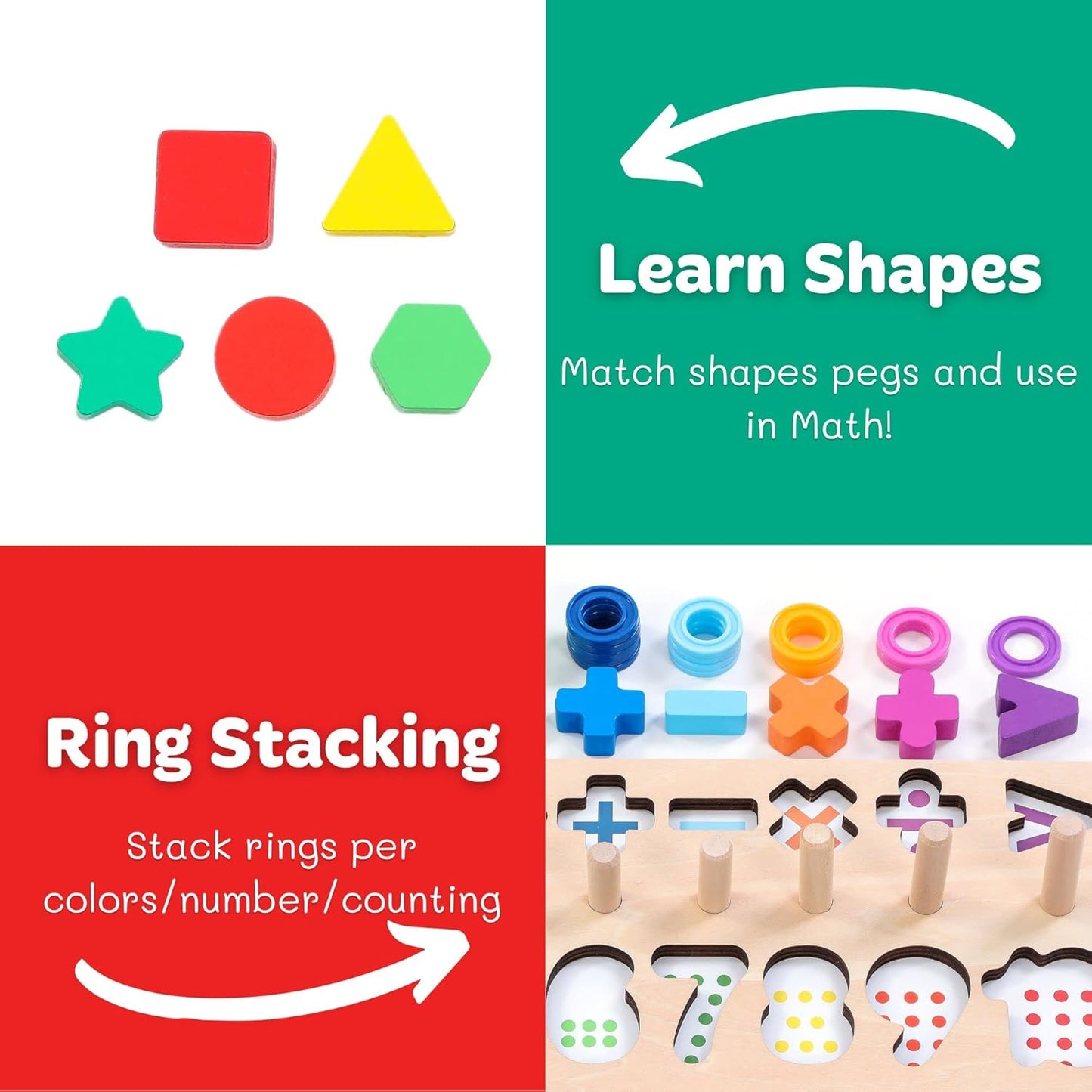 GeroCrew Toddler Montessori Toys Teaches Number, Counting, Math, Stacking Fun Preschool Learning Activates for Boy and Girl | Year Old Boy Gifts and Beyond! (Macaron)