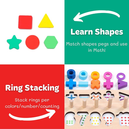 GeroCrew Toddler Montessori Toys Teaches Number, Counting, Math, Stacking Fun Preschool Learning Activates for Boy and Girl | Year Old Boy Gifts and Beyond! (Macaron)
