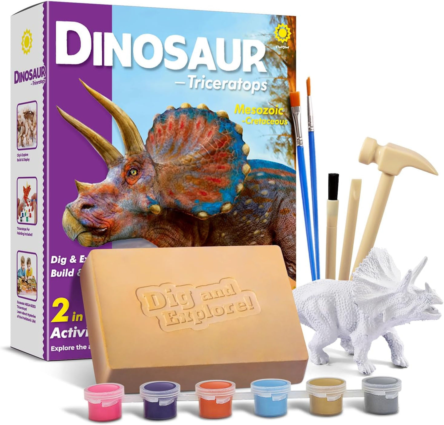 Dinosaur Tyrannosaurus Fossil Dig Kit - 2-in-1 Excavate & Build Set with Tools, Educational STEM Toy Gift for Kids Ages 6+