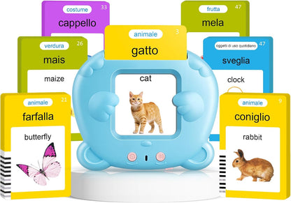 Spanish & English Talking Flash Cards for Toddler, Bilingual Flash Cards Learning Montessori Toys with 224 Sight Words, Speech Therapy Toys for Children Sensory Preschool Education