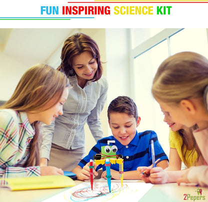 2Pepers Electric Motor Robotic Science Kits for Kids (4-in-1), DIY STEM Toys Kids Science Experiment Kits,Building Educational Robotics Kit for Boys and Girls,Circuit Engineering Science Project Kits