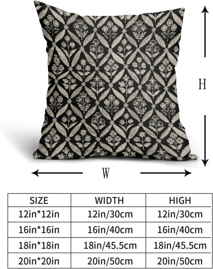 Blue Green Floral Block Print Pillow Covers 12X20 Set of 2, Flower Pattern Spring Summer Print Decorative Throw Pillow Covers Outdoor Farmhouse Seasonal Cushion Case Couch Sofa Bed Decor
