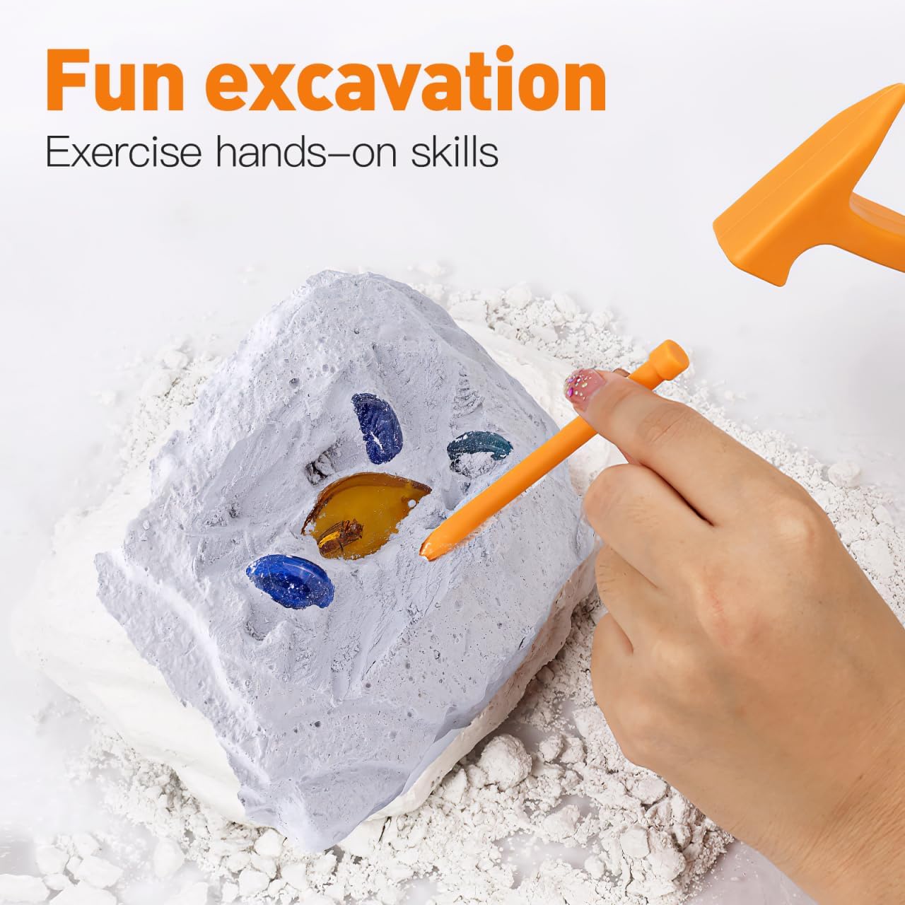 3sets Plastic Dig Tool Set: Archaeological Excavation Tool Kit Dino Dig Kit with Mini Hammer Chisel Brush Scraper for Gems