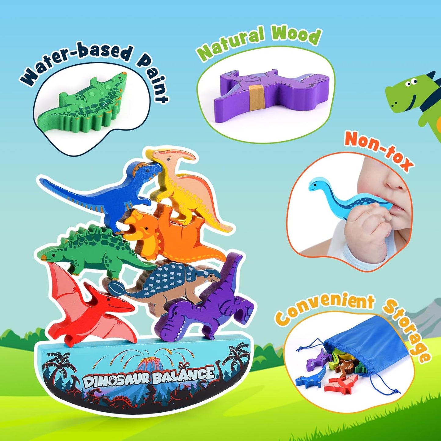 IPOURUP Montessori Toys for Kids 3-7 Wooden Farm Animal Blocks Stacking Games Educational Toy for 3 4 5 6 Year Old Girls Boys Christmas Birthday Gifts for Grandkids Toddler Balance Game Girls Age 3-5