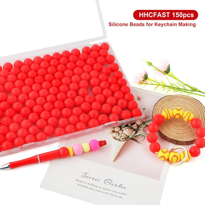 65Pcs 19mm Silicone Beads for Keychain Making Bracelet Necklace, Bulk Round Silicone Beads for Pens（Christmas Green） - Colors B