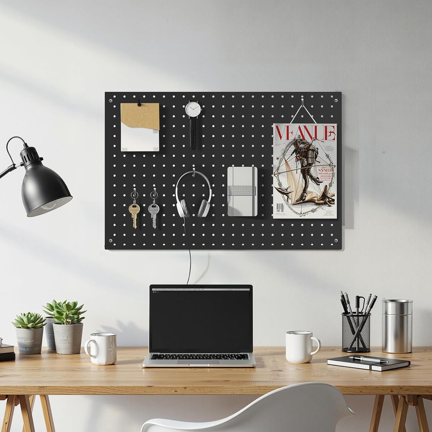Peg Board, 2 Pack Metal Pegboard Panels Pink Pegboards Wall Organizer with Frame Large Heavy Duty Peg Board with Hooks for Walls Home,Garage Tool Storage,Office Organization,Kitchen 24”×16”