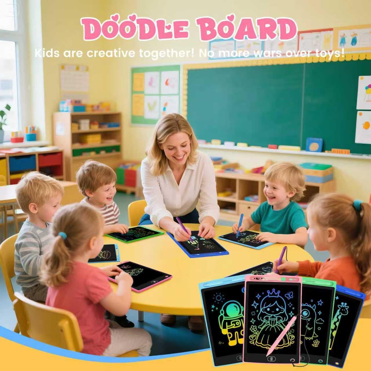 4 Pack LCD Writing Tablet for Kids, Erasable and Reusable Toddler Doodle Board in 8.5 inch, Ideal Educational Drawing Pad for Learning Toy for Ages 3-8 Gifts for Girls Boys