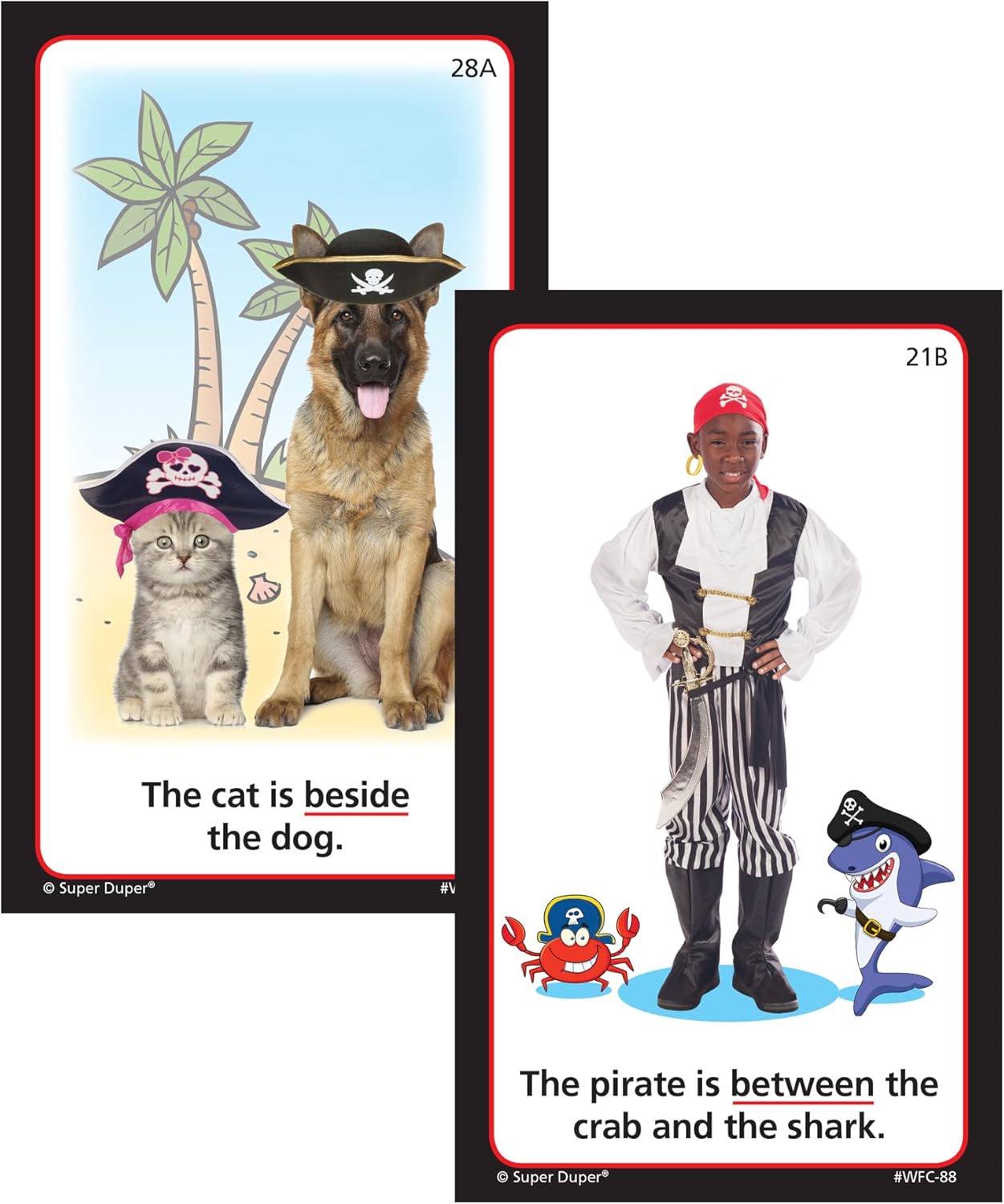 Super Duper Publications | Pirates & Pals Preposition Fun Deck Flash Cards | Educational Learning Resource for Children