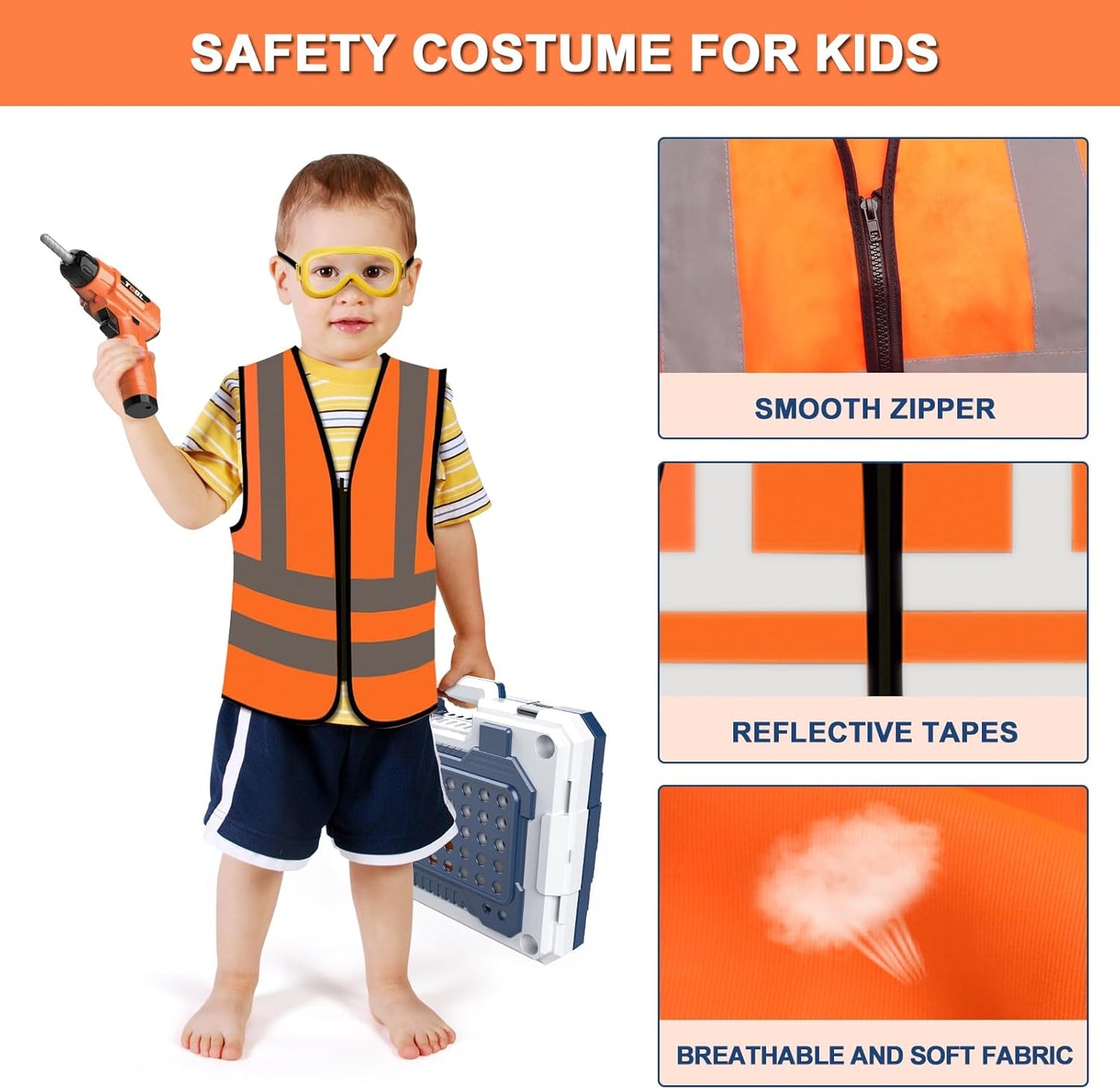 Kids Tool Bench -Toy Workbench with Electric Drill Toy Tool Accessories and Construction Vest 91pcs Toddler Tool Bench,Pretend Play Learning Toy Tool Bench for Kids Ages 3-5,4-8